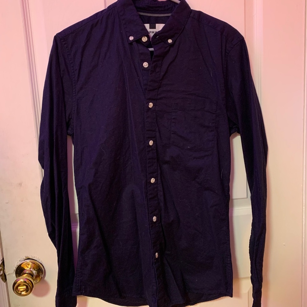 Topman Navy Button Down Shirt